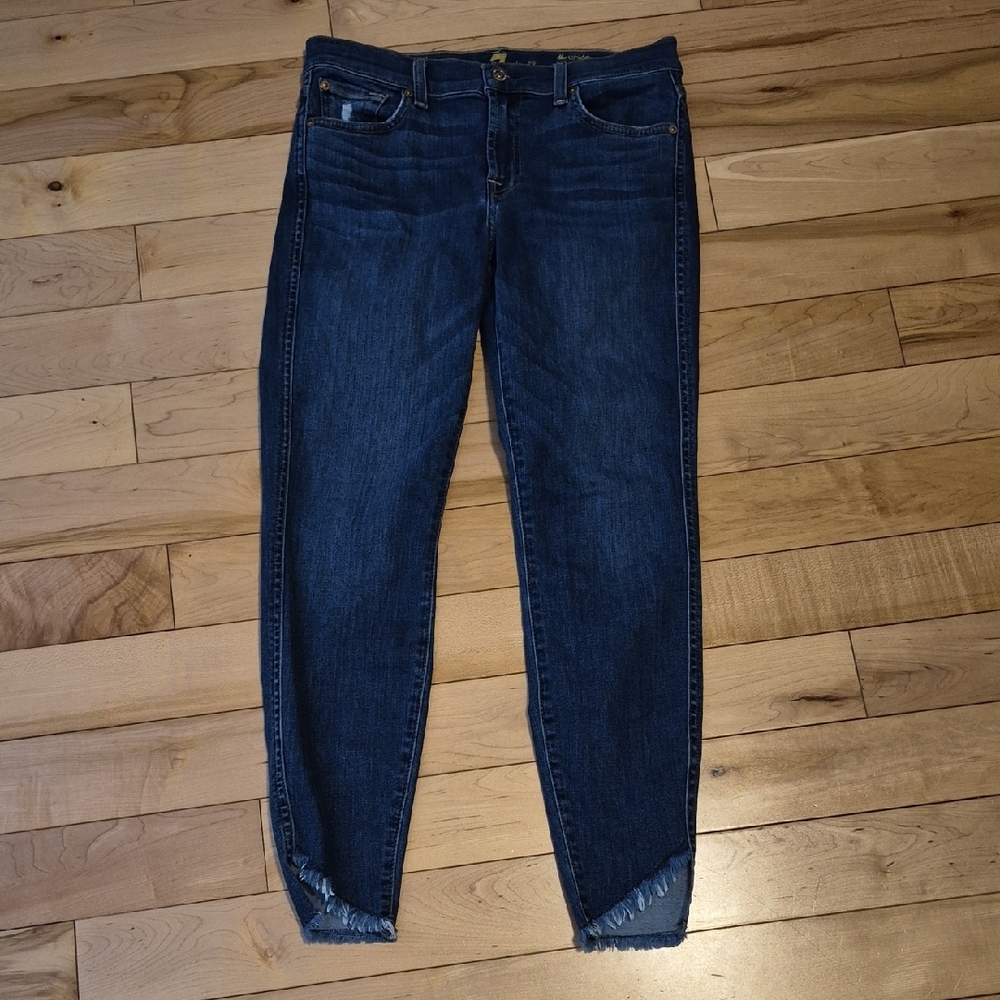 7 For All Mankind Women's Size 27 Dark Blue Skinny Ankle Jeans